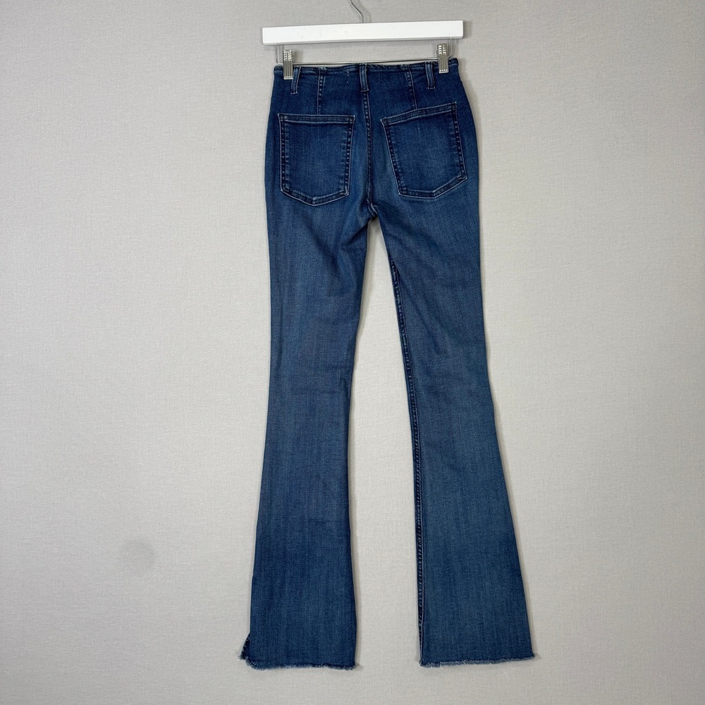 Free People We The Free Flare Jeans Womens 25 Blue Side Slit Denim Pants Boho - Picture 7 of 13